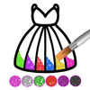 Glitter dress coloring and drawing book for Kids ícone